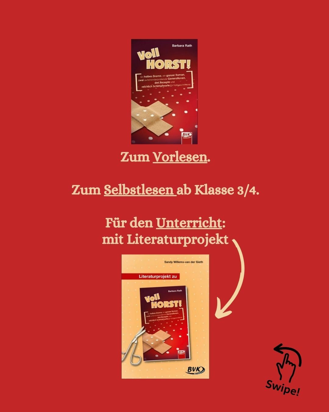 Hinweis auf das Literaturprojekt zur Bearbeitung im Unterricht zum Roman Vollhorst von Barbara Rath
