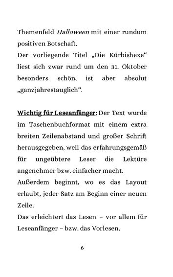 ©️Dieses Material ist urheberrechtlich geschützt. Seite 6 von "Die Kürbishexe" - Textseite Vorwort