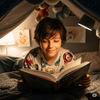 Fröhlicher Junge liest begeistert im Bett – Leseglück mit Kinderbüchern entdecken! 📚✨ Ein fröhlicher Junge liegt entspannt auf seinem Bett und liest lächelnd in einem Kinderbuch – ein entspannter Moment voller Lesefreude, Gemütlichkeit und kindlicher Fantasie.