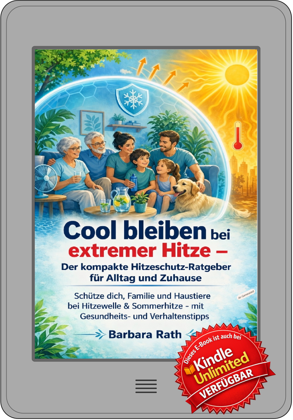 Cover der Taschenbuchausgabe vom Ratgeber zum Hitzeschutz mit dem Titel Cool bleiben