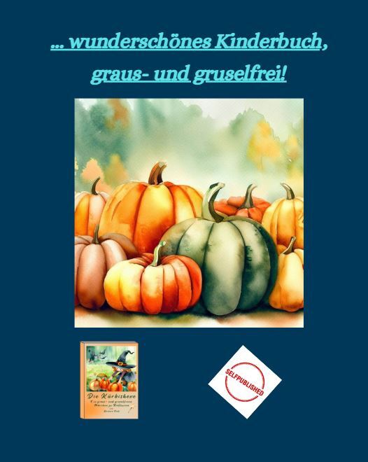 Abbildung (Kürbisse) aus "Die Kürbishexe" von Barbara Rath auf blauem Hintergrund 