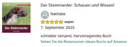 Screenshot einer 5-Sterne-Rezension für das Sachbuch Der Steinmarder für Kinder ab Klasse 3