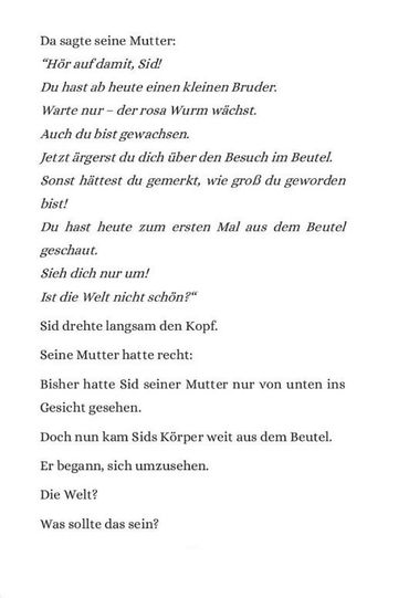 Leseprobe zum Kinderroman in einfacher Sprache "Sids Abenteuer" - Screenshot 9. Text