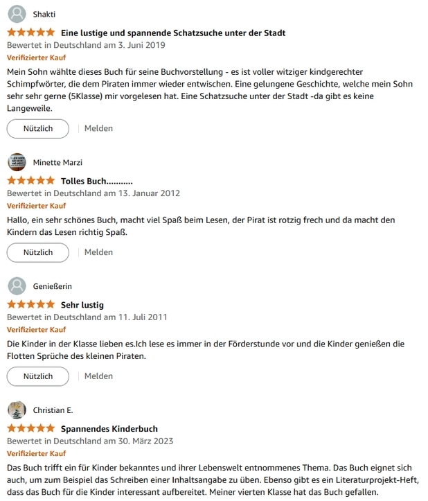 Screenshot von Bewertungen zu Der Rosenkohlpirat bei Amazon