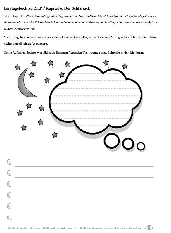 Screenshot einer Seite aus dem Literaturprojekt zum Kinderroman „Sid“