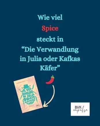 Grafik mit dem Cover von Kafkas Käfer und Text: Wie viel Spice steckt im Buch